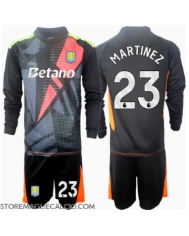 Aston Villa Emiliano Martinez #23 Portiere Maglia Gara Trasferta Repliche 2024-25 Bambino Maniche Lunghe